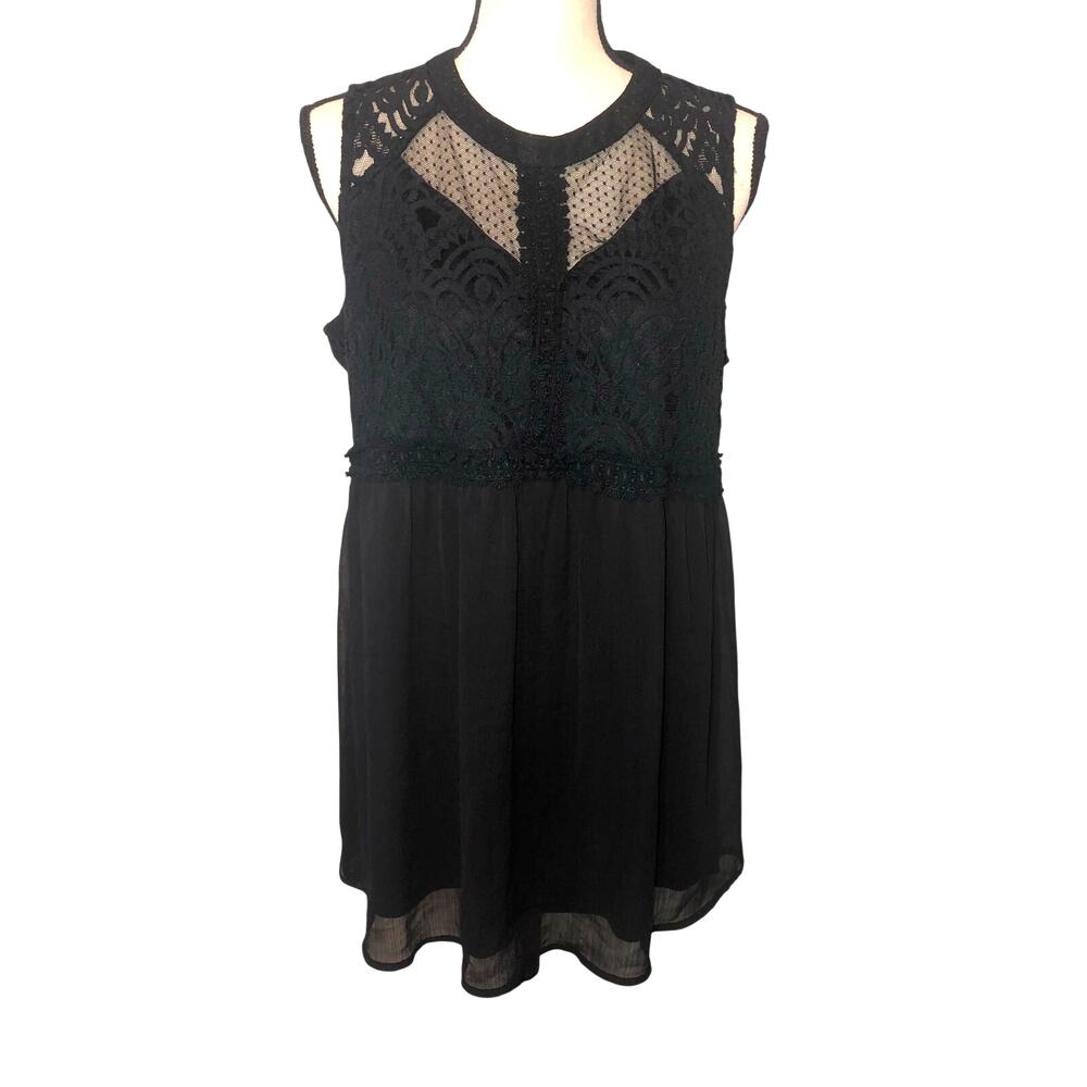 Crochet Lace Top Size XL Lace Flowy Sleeveless Whimsigoth Dark Fairy Witchy